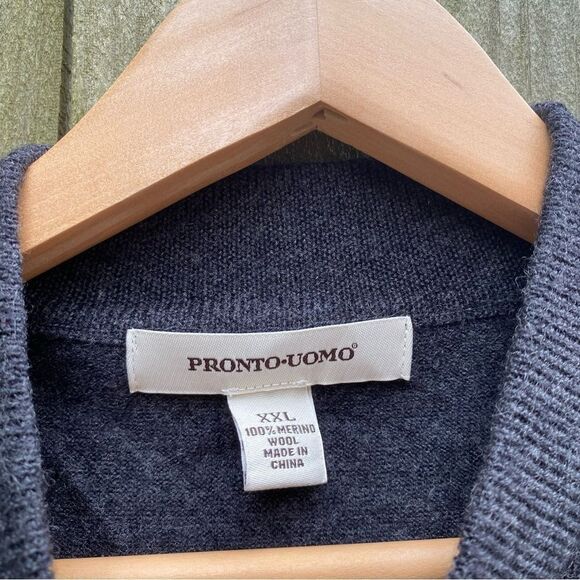Pronto Uomo Merino Wool Sweater Gray XXL Pullover Luxury - Picture 2 of 3